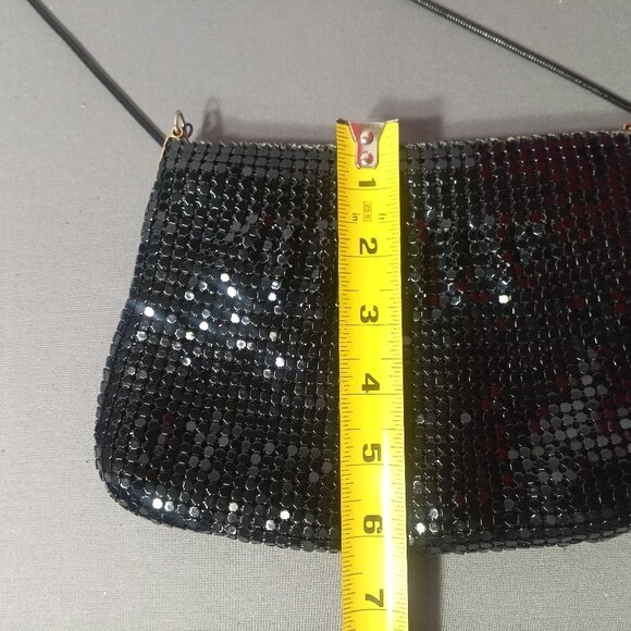 Vintage Black Beaded Evening Shoulder Bag Soft Mesh Classic Cocktail Purse - Picture 10 of 12